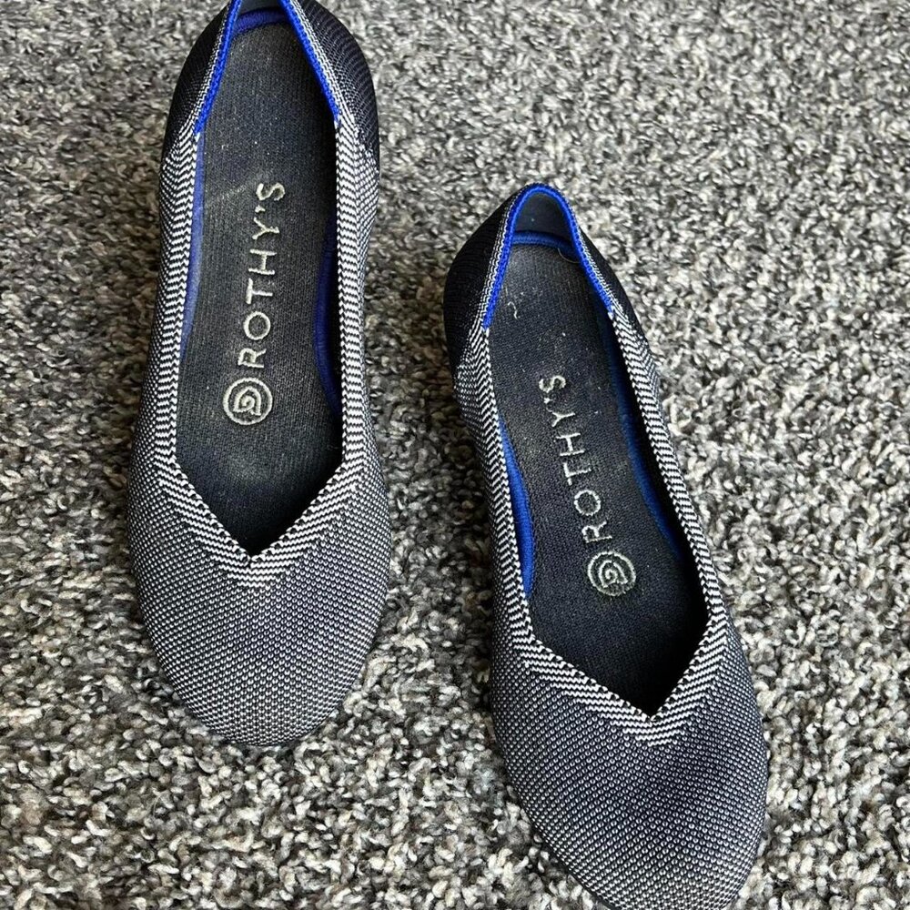 Rothy's Gray Blue Mary Jane Ballet Flats size 6 Preppy Luxury Elegant Cutesy